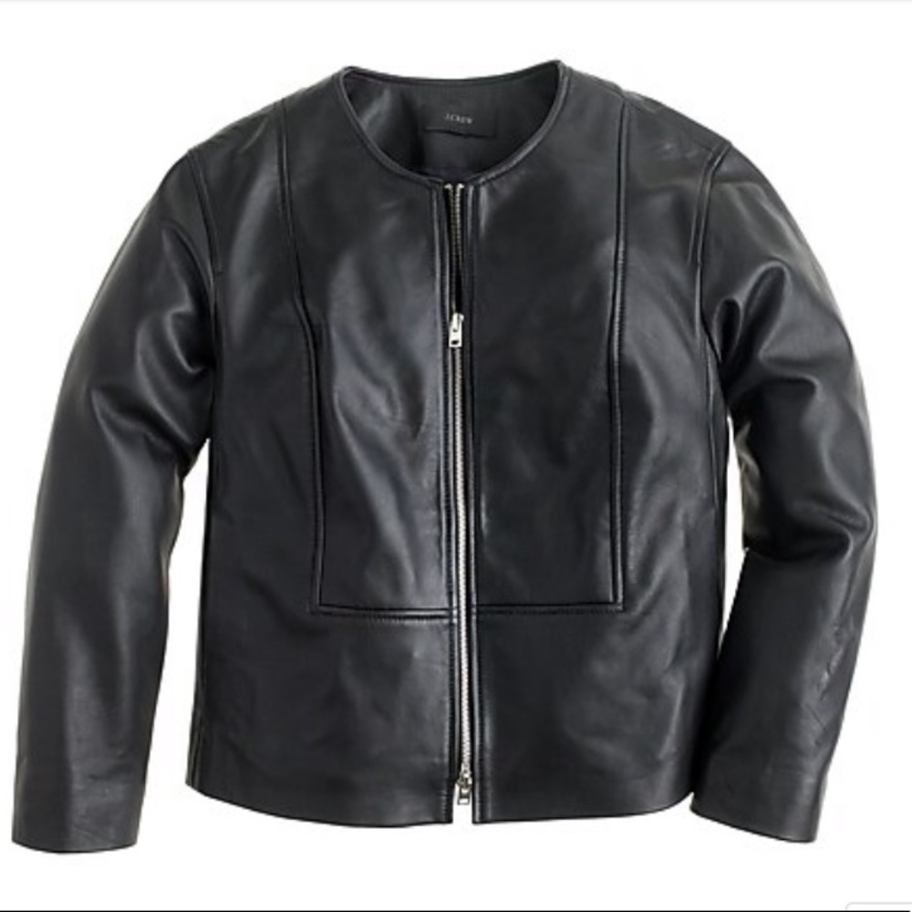 J.Crew Collection Collarless leather jacket